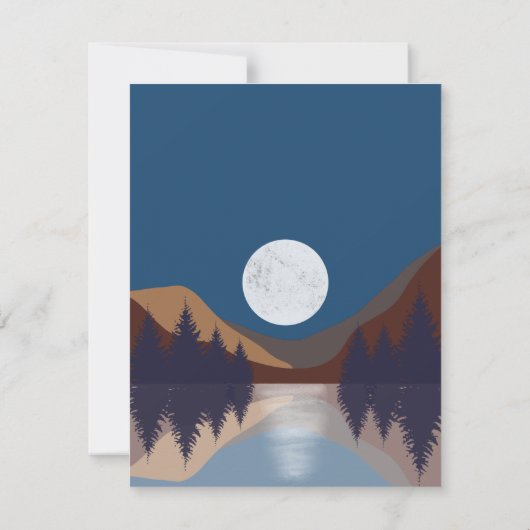 抽象芸術素朴景観森林月反射 ノートカード (裏面)