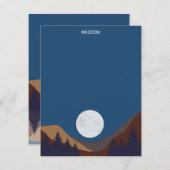 抽象芸術素朴景観森林月反射 ノートカード (正面/裏面)