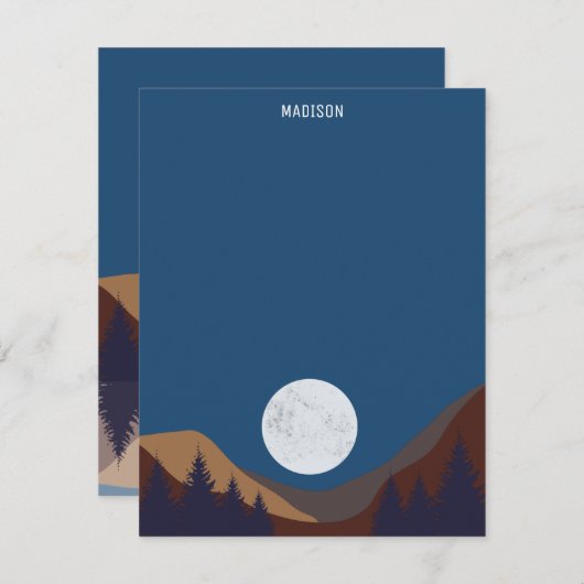 抽象芸術素朴景観森林月反射 ノートカード (正面/裏面)