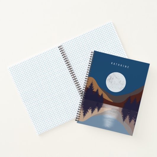 抽象芸術素朴景観森林月反射 ノートブック (内部)