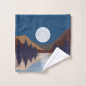 抽象芸術素朴景観森林月反射 バスタオルセット (ウォッシュタオル)