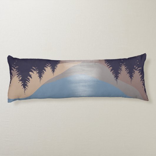 抽象芸術素朴景観森林月反射 ボディピロー (裏面)