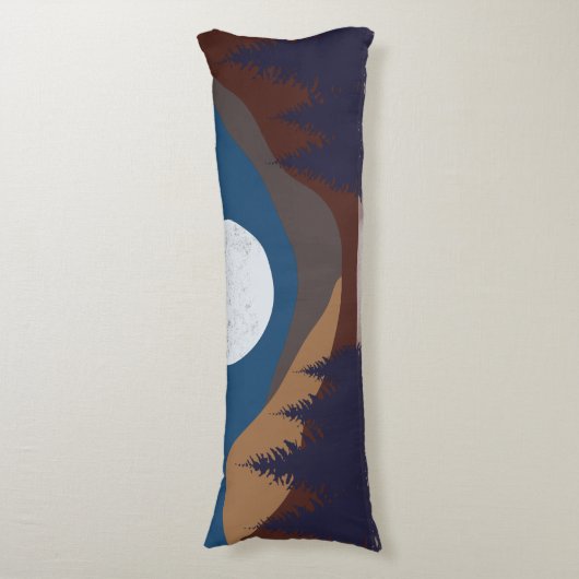 抽象芸術素朴景観森林月反射 ボディピロー (正面縦)