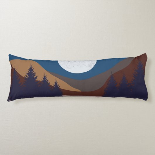 抽象芸術素朴景観森林月反射 ボディピロー (正面)