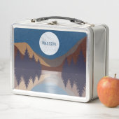 抽象芸術素朴景観森林月反射 メタルランチボックス (インサイチュ)