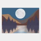 抽象芸術素朴景観森林月反射 ラッピングペーパーシート (正面2)