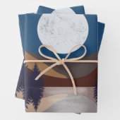 抽象芸術素朴景観森林月反射 ラッピングペーパーシート (インサイチュ)