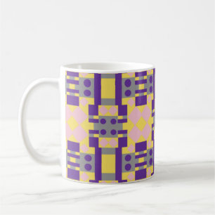 抽象芸術紫とパステルパターン（ジオメトリあり） コーヒーマグカップ