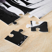 抽象芸術紫と白のカラフル木のデザイン ジグソーパズル (側面)