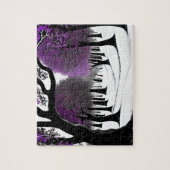 抽象芸術紫と白のカラフル木のデザイン ジグソーパズル (縦)