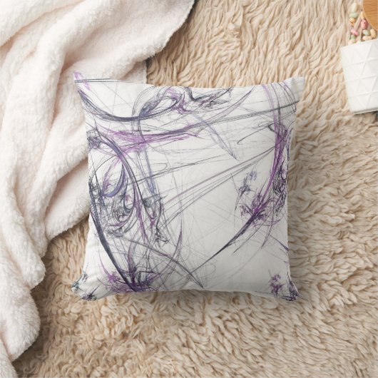 抽象芸術紫と白のフラクタル枕 クッション (ブランケット)