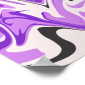 抽象芸術紫と白の流体アート ポスター (角)