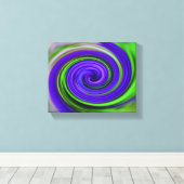 抽象芸術紫と緑の渦巻き キャンバスプリント (インサイチュ (ウッドフロア))