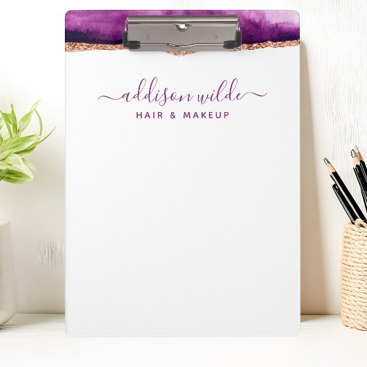 抽象芸術紫と金ゴールド水彩事業 クリップボード