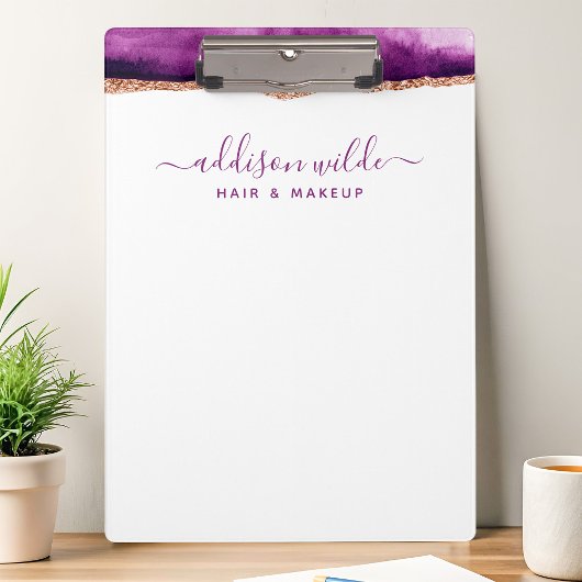 抽象芸術紫と金ゴールド水彩事業 クリップボード