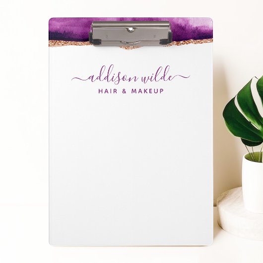抽象芸術紫と金ゴールド水彩事業 クリップボード