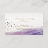 抽象芸術紫と金ゴールド水彩風景スクリプト 名刺 (裏面)