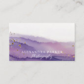 抽象芸術紫と金ゴールド水彩風景スクリプト 名刺 (正面)