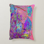 抽象芸術紫と青あじさい紫とマゼンタ アクセントクッション (裏面(縦))