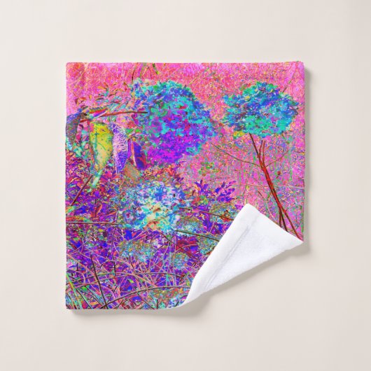 抽象芸術紫と青あじさい紫とマゼンタ ウォッシュタオル (ウォッシュタオル)