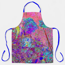 抽象芸術紫と青あじさい紫とマゼンタ エプロン