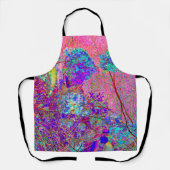抽象芸術紫と青あじさい紫とマゼンタ エプロン (正面)