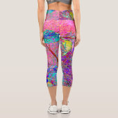 抽象芸術紫と青あじさい紫とマゼンタ カプリレギンス (裏面)