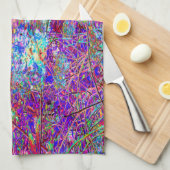抽象芸術紫と青あじさい紫とマゼンタ キッチンタオル (四つ折り)
