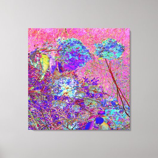 抽象芸術紫と青あじさい紫とマゼンタ キャンバスプリント (正面)