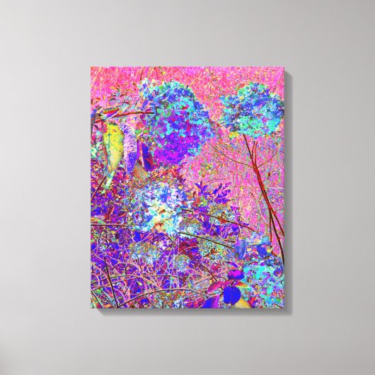 抽象芸術紫と青あじさい紫とマゼンタ キャンバスプリント (正面)