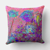 抽象芸術紫と青あじさい紫とマゼンタ クッション (裏面)