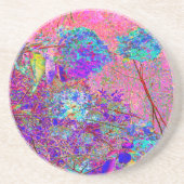 抽象芸術紫と青あじさい紫とマゼンタ コースター (正面)