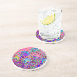 抽象芸術紫と青あじさい紫とマゼンタ コースター
