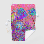 抽象芸術紫と青あじさい紫とマゼンタ ゴルフタオル (インサイチュ)