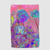 抽象芸術紫と青あじさい紫とマゼンタ ゴルフタオル (正面)