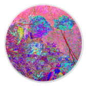 抽象芸術紫と青あじさい紫とマゼンタ セラミックノブ (正面)