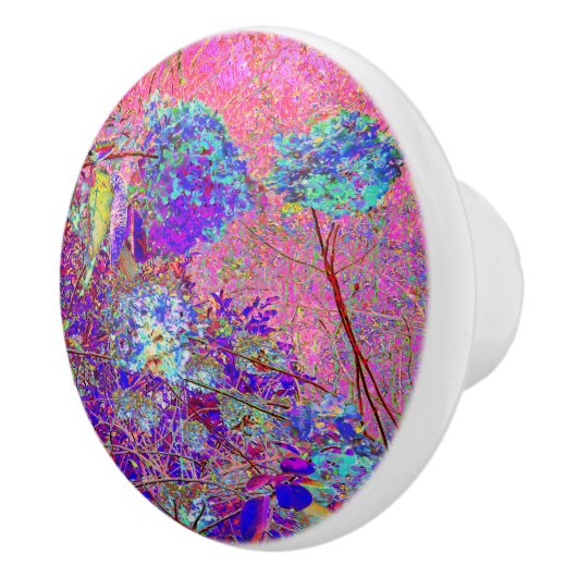 抽象芸術紫と青あじさい紫とマゼンタ セラミックノブ (右)