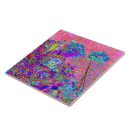 抽象芸術紫と青あじさい紫とマゼンタ タイル