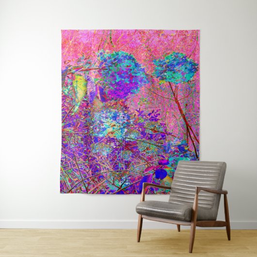 抽象芸術紫と青あじさい紫とマゼンタ タペストリー (インサイチュ)