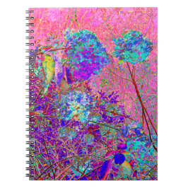 抽象芸術紫と青あじさい紫とマゼンタ ノートブック
