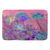 抽象芸術紫と青あじさい紫とマゼンタ バスマット (正面)