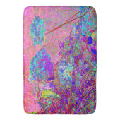 抽象芸術紫と青あじさい紫とマゼンタ バスマット (正面縦)