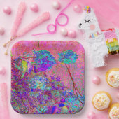 抽象芸術紫と青あじさい紫とマゼンタ ペーパープレート (パーティー)