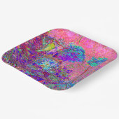 抽象芸術紫と青あじさい紫とマゼンタ ペーパープレート (傾斜あり)