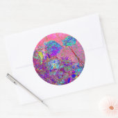 抽象芸術紫と青あじさい紫とマゼンタ ラウンドシール (封筒)