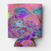 抽象芸術紫と青あじさい紫とマゼンタ 缶クーラー (正面)