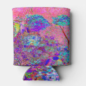 抽象芸術紫と青あじさい紫とマゼンタ 缶クーラー (裏面)