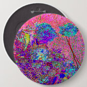 抽象芸術紫と青あじさい紫とマゼンタ 缶バッジ (正面&裏面)