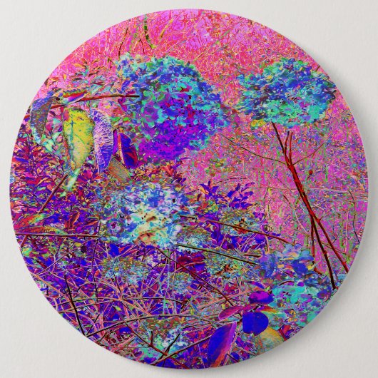 抽象芸術紫と青あじさい紫とマゼンタ 缶バッジ (正面)