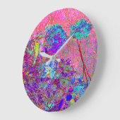 抽象芸術紫と青紫アジサイ（紫） ラージ壁時計 (傾斜)